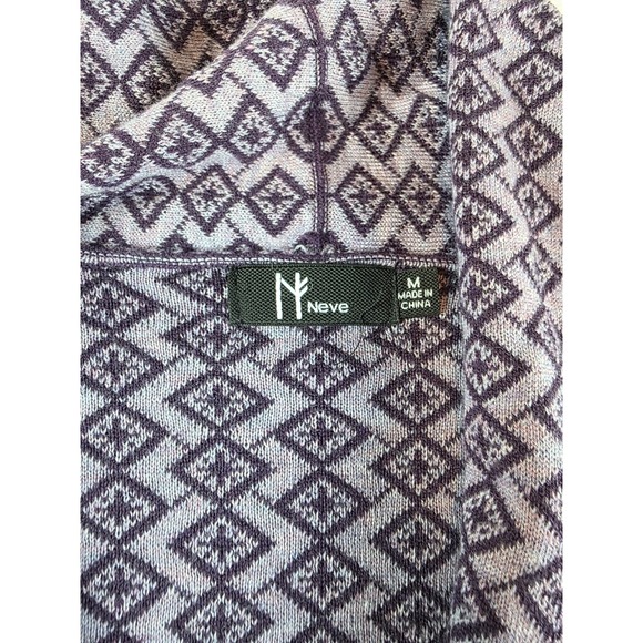 Neve Lisa Cardigan Sweater Merino Blend Purple/Acai Sz M Fair Isle Geometric - Picture 3 of 7